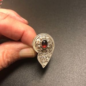 Vintage sterling silver and garnet ring.